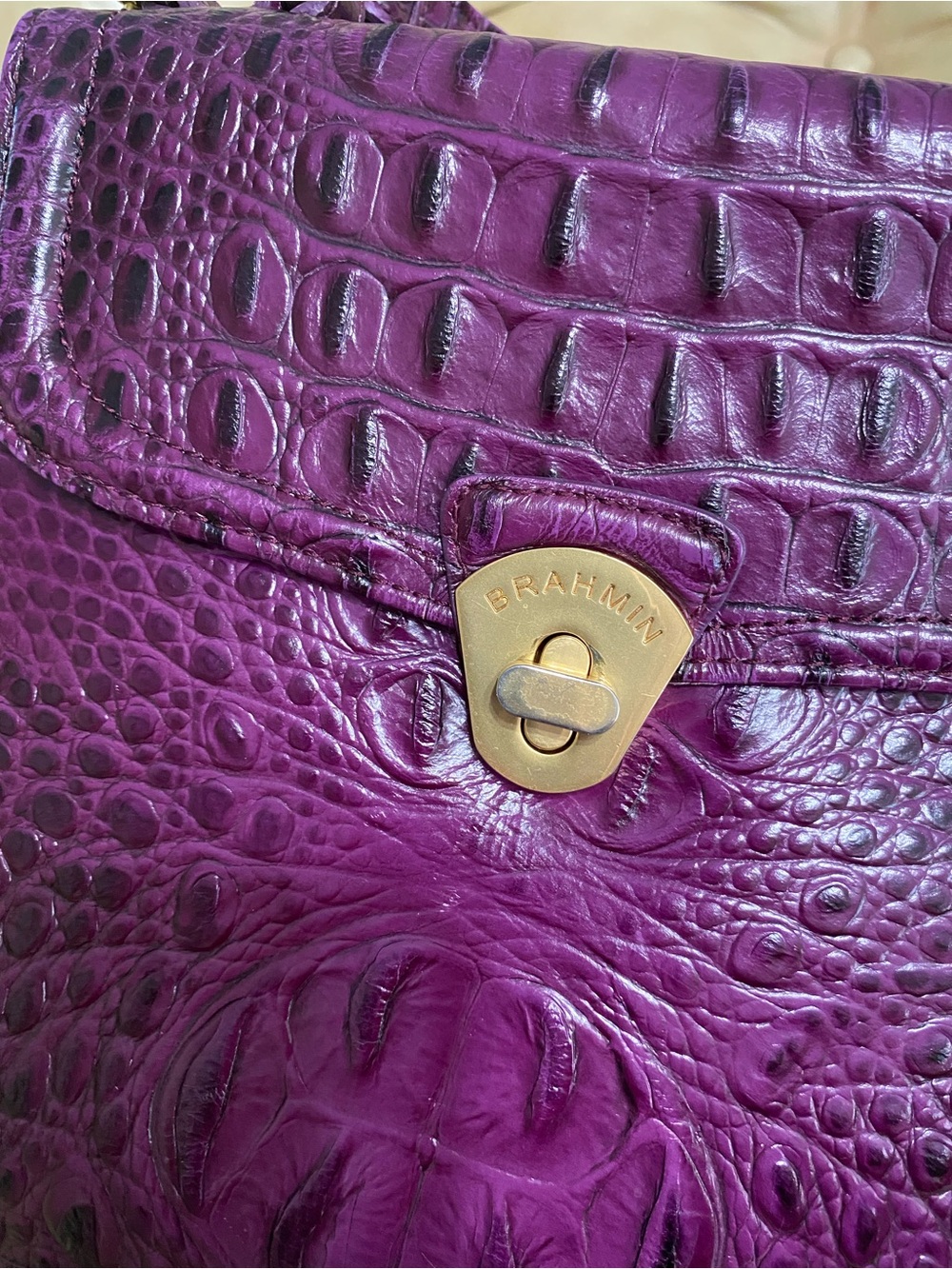 Rare Brahmin DARK IRIS Purple Double Rose Charm Fob Tassel & crossbody Vintage - Picture 14 of 16